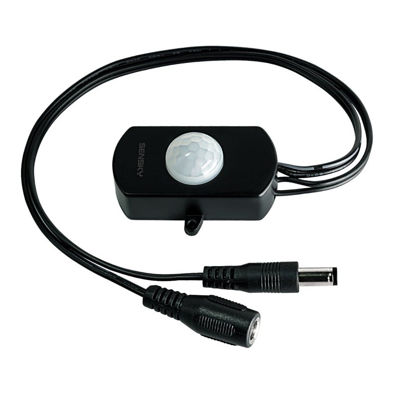 SENSKY BS010L DC 12V to 30V 3A Mini Pir Motion Sensor Switch,Occupancy Sensor Switch for Gun Safe, Kitchen Cabinet, Pantry, Closet led lighting (Black-With Light Sensor) - Image 1
